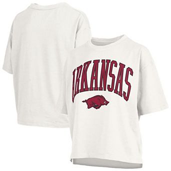 Women's Pressbox White Arkansas Razorbacks Plus Size Nelson Motley Crew Oversized Slub T-Shirt