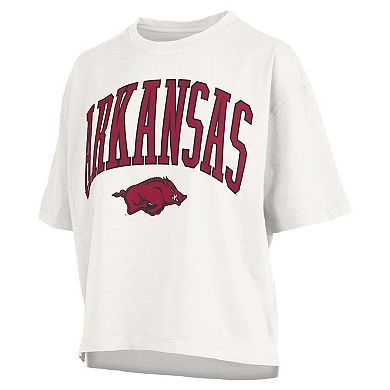Women's Pressbox White Arkansas Razorbacks Plus Size Nelson Motley Crew Oversized Slub T-Shirt