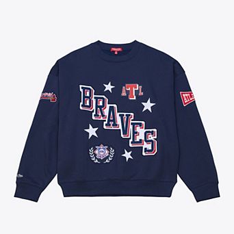 Women's Mitchell & Ness Navy Atlanta Braves Pep Rally Sweatshirt