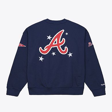 Women's Mitchell & Ness Navy Atlanta Braves Pep Rally Sweatshirt