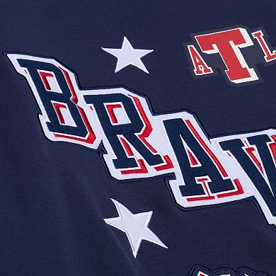Women's Mitchell & Ness Navy Atlanta Braves Pep Rally Sweatshirt