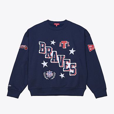 Women's Mitchell & Ness Navy Atlanta Braves Pep Rally Sweatshirt