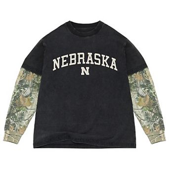 Men's Uscape Apparel Black/Camo Nebraska Huskers Back Bay Twofer Heavyweight Long Sleeve T-Shirt