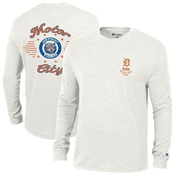 Men's Champion White Detroit Tigers Cooperstown Winning Tradition Tri-Blend Long Sleeve T-Shirt
