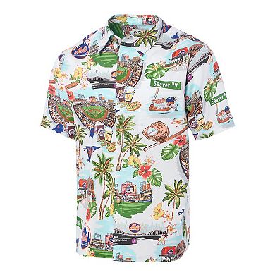 Men's Reyn Spooner White New York Mets Scenic Tri-Blend Button-Down Shirt