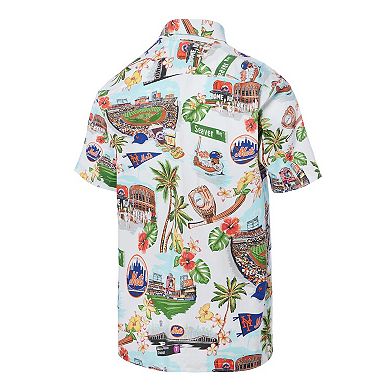 Men's Reyn Spooner White New York Mets Scenic Tri-Blend Button-Down Shirt