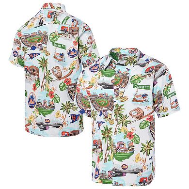Men's Reyn Spooner White New York Mets Scenic Tri-Blend Button-Down Shirt