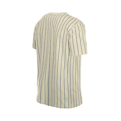 Men's New Era Cream Atlanta Braves Throwback Meshback Pinstripe T-Shirt