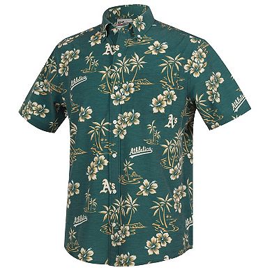 Men's Reyn Spooner Green Athletics Kekai Performance Button-Down Top