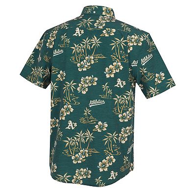 Men's Reyn Spooner Green Athletics Kekai Performance Button-Down Top