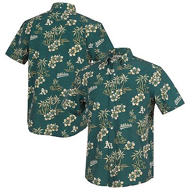 Men's Reyn Spooner Green Athletics Kekai Performance Button-Down Top