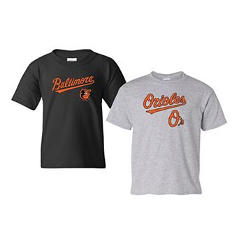 Youth Soft as a Grape Black/Gray Baltimore Orioles 2-Pack Logo T-Shirt Set
