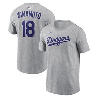 Men's Nike Yoshinobu Yamamoto Heather Gray Los Angeles Dodgers Name & Number T-Shirt