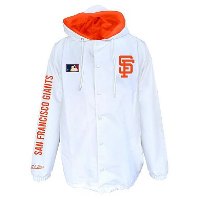 Men's Mitchell & Ness White San Francisco Giants Big & Tall Full-Snap Hooded Jacket