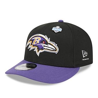 Men's New Era Black/Purple Baltimore Ravens 2026 NFL Draft On Stage Pre-Curved 9FIFTY Snapback Hat