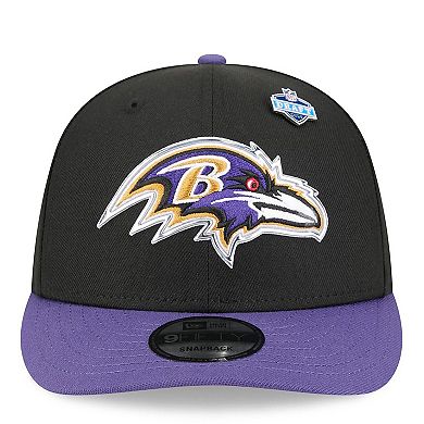Men's New Era Black/Purple Baltimore Ravens 2026 NFL Draft On Stage Pre-Curved 9FIFTY Snapback Hat