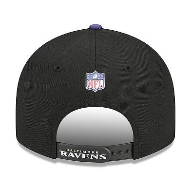 Men's New Era Black/Purple Baltimore Ravens 2026 NFL Draft On Stage Pre-Curved 9FIFTY Snapback Hat
