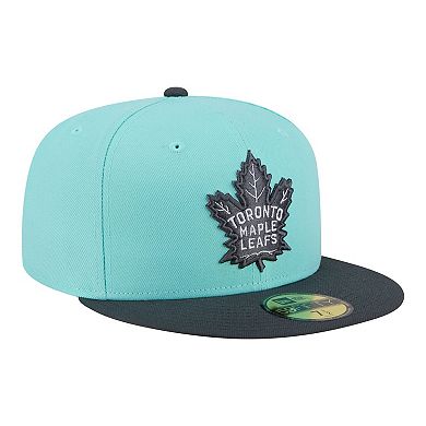 Men's New Era Turquoise/Charcoal Toronto Maple Leafs Two-Tone Color Pack 59FIFTY Fitted Hat