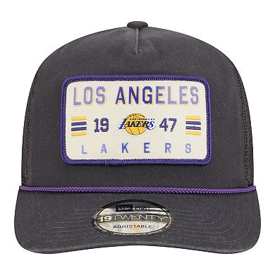 Men's New Era Charcoal Los Angeles Lakers Washed Patch 19TWENTY Adjustable Trucker Hat