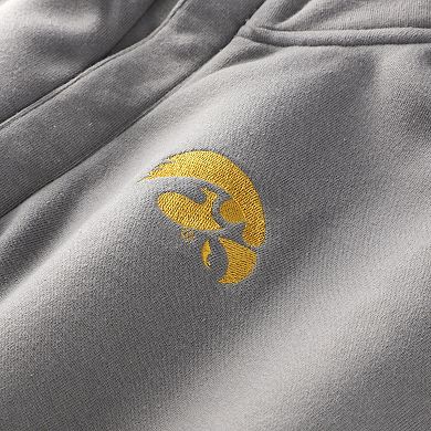 Women's ZooZatz Gray Iowa Hawkeyes Cropped Powerhouse Half-Snap Sweatshirt