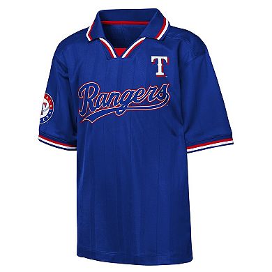 Youth Outerstuff Blue Texas Rangers Y2 Tech Stadium Fashion Collar T-Shirt