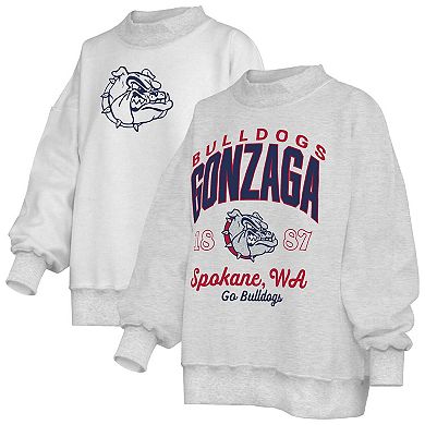 Women's Pressbox Heather Gray Gonzaga Bulldogs Reversible Sweatshirt