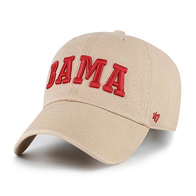 Men's '47 Khaki Alabama Crimson Tide Vault Clean Up Adjustable Hat