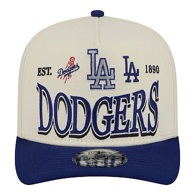 Men's New Era Cream Los Angeles Dodgers Throwback Tri-Hit A-Frame 9FIFTY Adjustable Hat