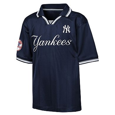 Youth Outerstuff Navy New York Yankees Y2 Tech Stadium Fashion Collar T-Shirt