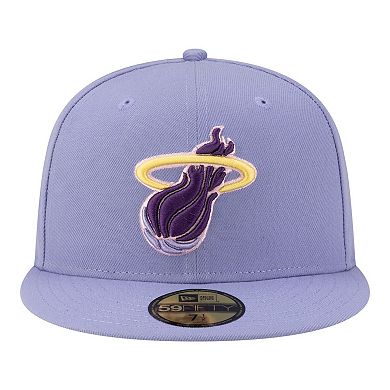 Men's New Era Lavender Miami Heat Color Pack 59FIFTY Fitted Hat