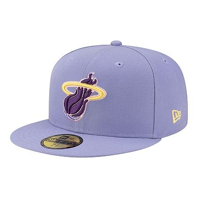 Men's New Era Lavender Miami Heat Color Pack 59FIFTY Fitted Hat