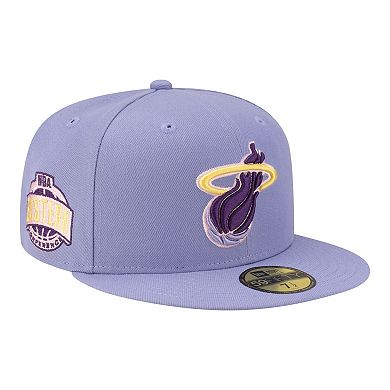 Men's New Era Lavender Miami Heat Color Pack 59FIFTY Fitted Hat