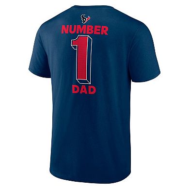 Men's Logo Athletic Navy Houston Texans #1 Dad Jersey T-Shirt