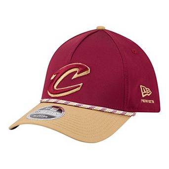 Men's New Era Wine/Gold Cleveland Cavaliers Rope Two-Tone M-Crown A-Frame 39THIRTY Flex Hat