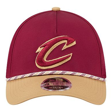 Men's New Era Wine/Gold Cleveland Cavaliers Rope Two-Tone M-Crown A-Frame 39THIRTY Flex Hat