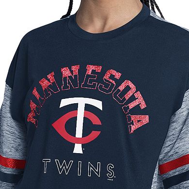 Women's G-III 4Her by Carl Banks Navy Minnesota Twins Off-Season Oversized Top