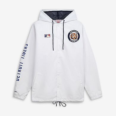 Men's Mitchell & Ness White Detroit Tigers Big & Tall Full-Snap Hooded Jacket