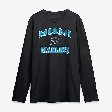 Men's Logo Athletic Black Miami Marlins Heart & Soul Long Sleeve T-Shirt