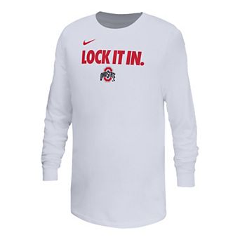 Youth Nike White Ohio State Buckeyes On-Court Bench Legend Dri-FIT Long Sleeve T-Shirt