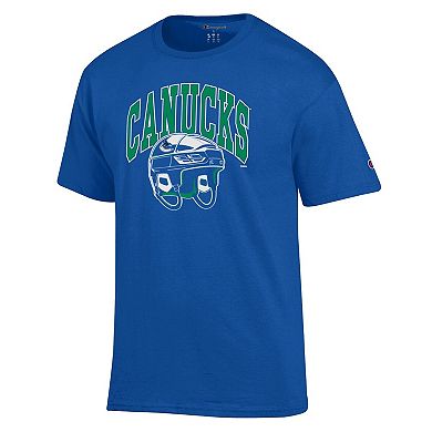 Men's Champion Royal Vancouver Canucks Helmet T-Shirt