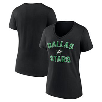 Women's Logo Athletic Black Dallas Stars Arch Victory V-Neck T-Shirt