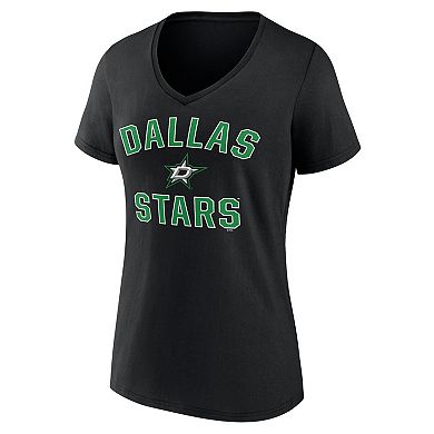 Women's Logo Athletic Black Dallas Stars Arch Victory V-Neck T-Shirt