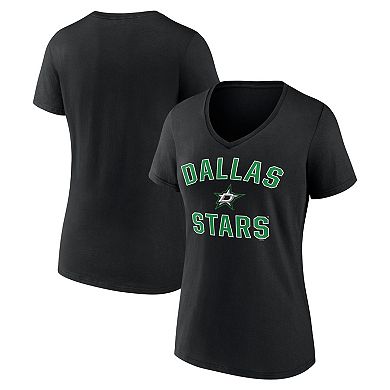 Women's Logo Athletic Black Dallas Stars Arch Victory V-Neck T-Shirt