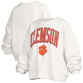Women's Pressbox White Clemson Tigers Plus Size Nelson Janise Sweatshirt