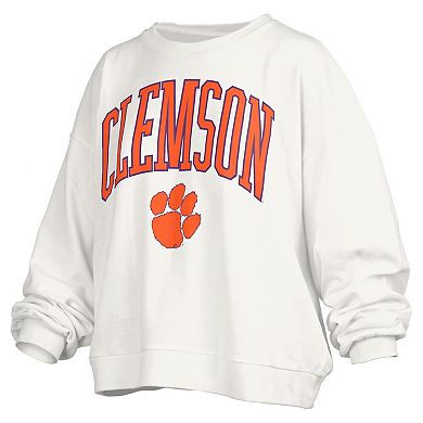 Women's Pressbox White Clemson Tigers Plus Size Nelson Janise Sweatshirt