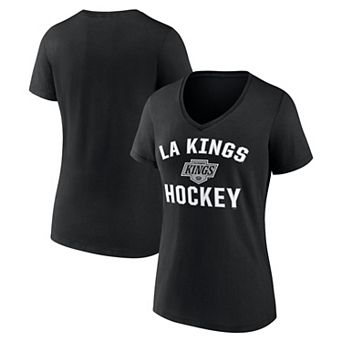 Women's Logo Athletic Black Los Angeles Kings Arch Victory V-Neck T-Shirt