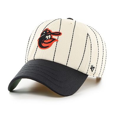 Men's '47 x Rawlings Natural/Black Baltimore Orioles Pinstripe Clean Up Adjustable Hat