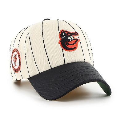 Men's '47 x Rawlings Natural/Black Baltimore Orioles Pinstripe Clean Up Adjustable Hat