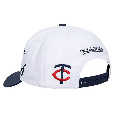 Unisex Mitchell & Ness White/Navy Minnesota Twins XL Script Pro Crown Adjustable Hat