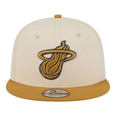 Men's New Era Cream/Tan Miami Heat Two-Tone Color Pack 9FIFTY Snapback Hat